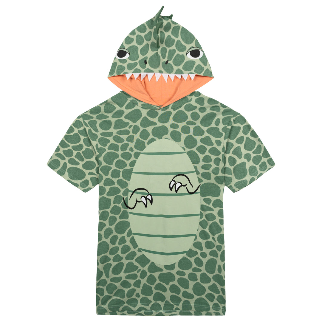 imagikids Adult Men or Women Cosplay Hooded T-Shirt Reptile Green Coral