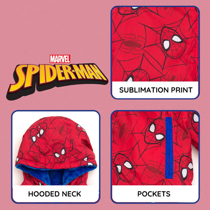 Marvel Spider-Man Boys' Zip-Up Hooded Jacket Red Blue