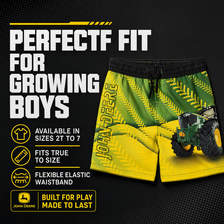 John Deere Boys' Swimwear Swim Trunks Lime Green
