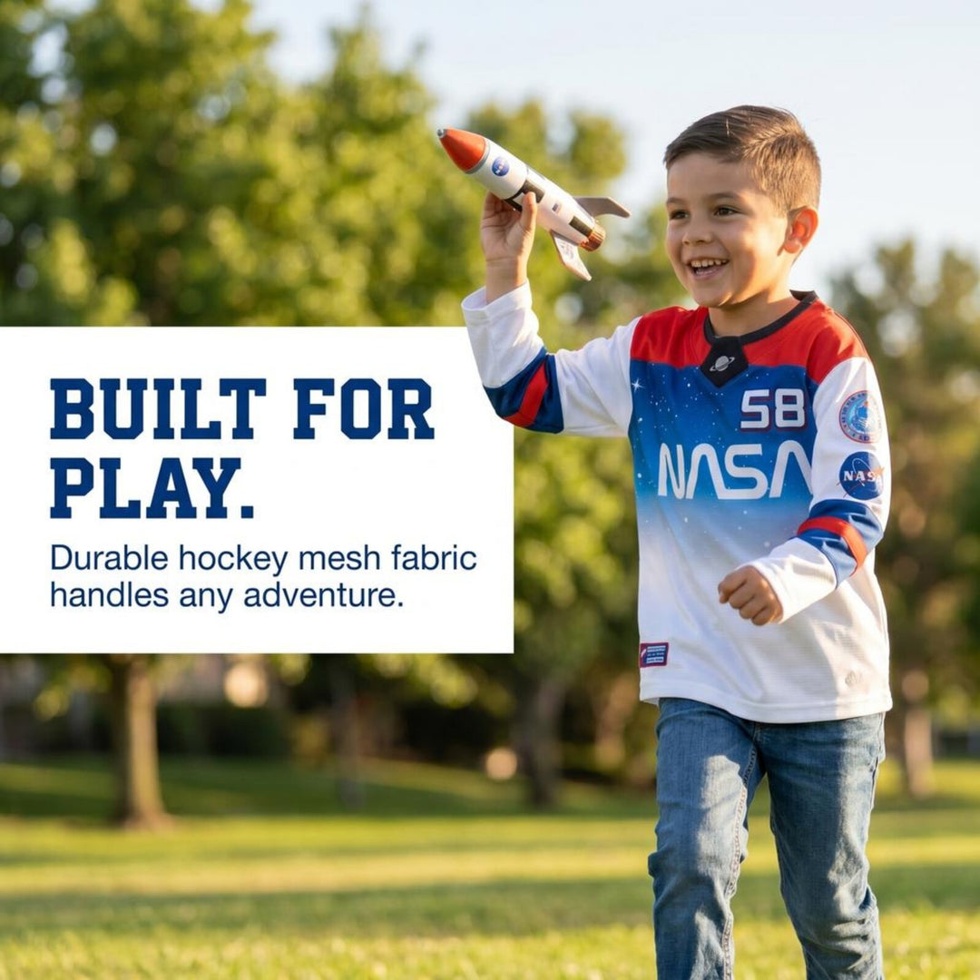 NASA Boys' Athletic Hockey Jersey Red White Royal Blue