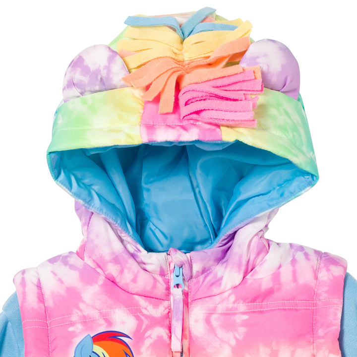 My Little Pony Girls' Cosplay Hooded 2fer Jacket Light Blue Tie Dye
