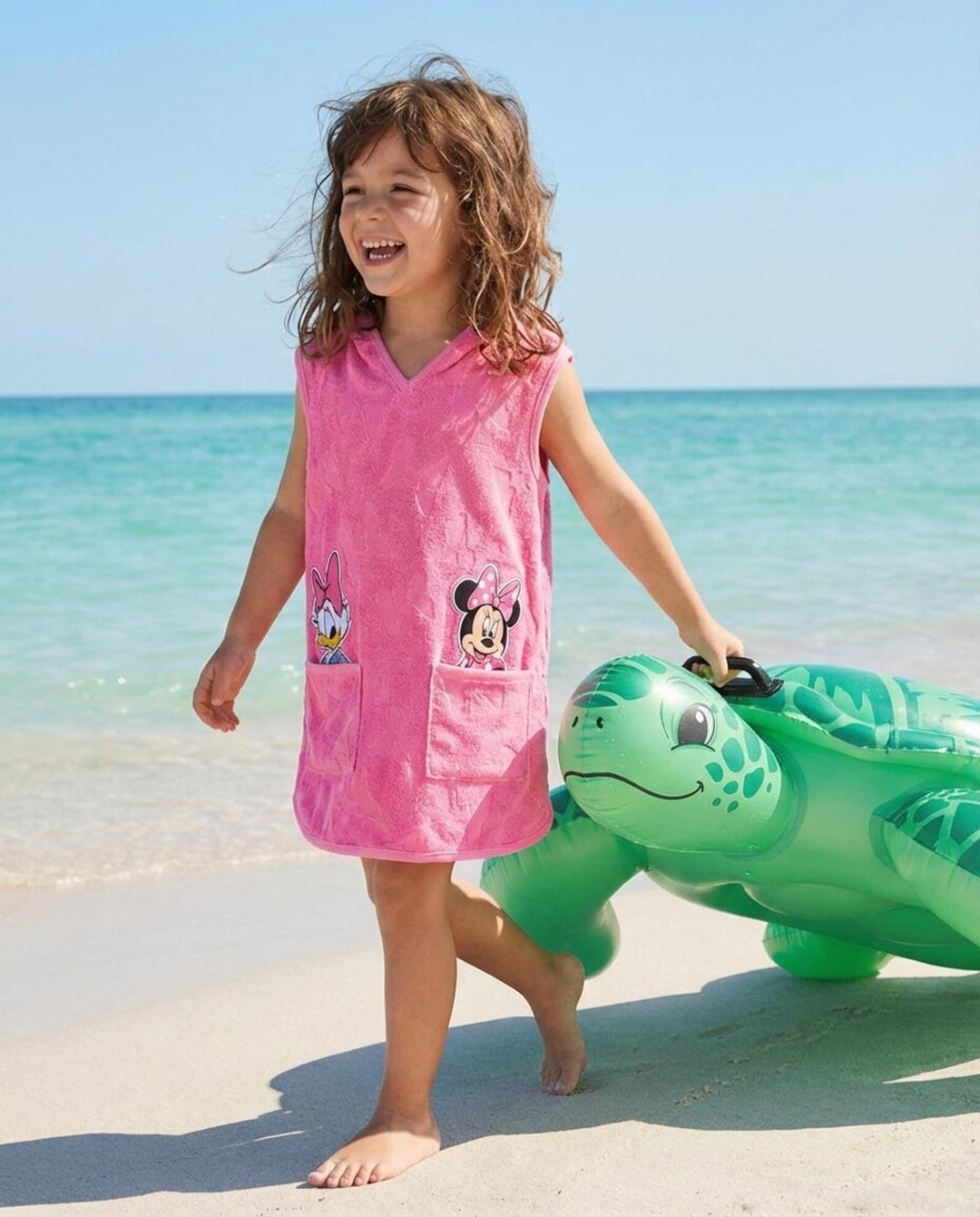 Minnie Mouse Girls' Hooded Swimwear Cover Up Daisy Pink