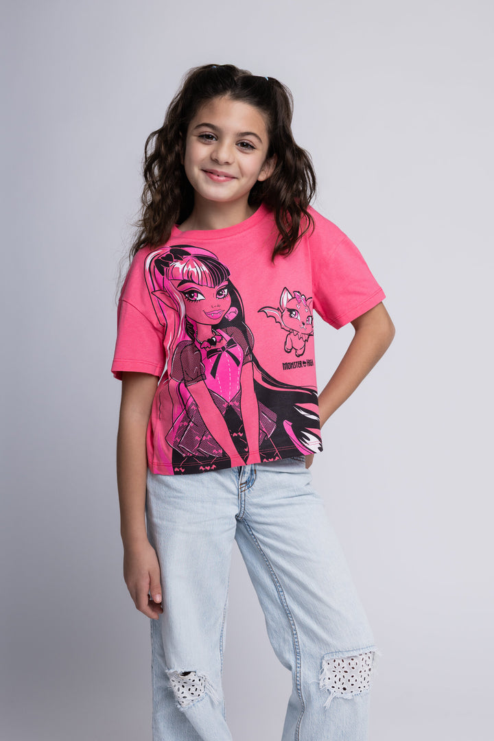 Monster High Draculaura Girls' Short Sleeve T-Shirt Pink