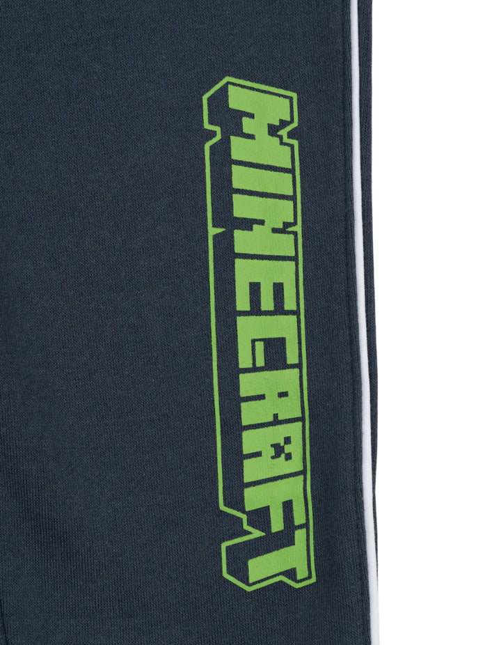 Minecraft Boys' Fleece 2-Piece Sweatshirt and Pants Set Dark Navy Creeper