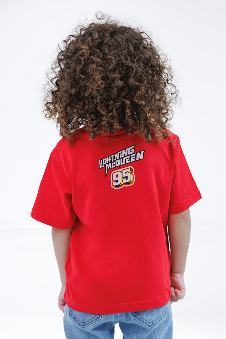 Cars Lightning McQueen Boys' Cosplay Short Sleeve T-Shirt Red