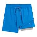 Dreamwave Men's Compression Liner Swim Trunks with Phone Pocket 7 inch Inseam Anti Chafing Bright Blue Grey