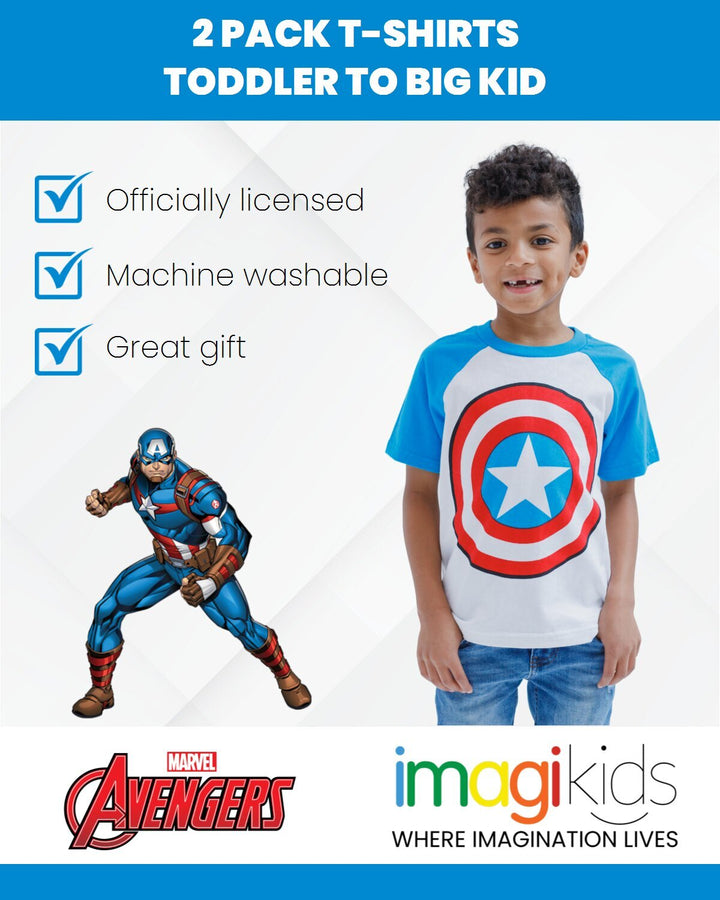 Marvel Avengers Captain America 2-Pack Short Sleeve Graphic T-Shirts Blue