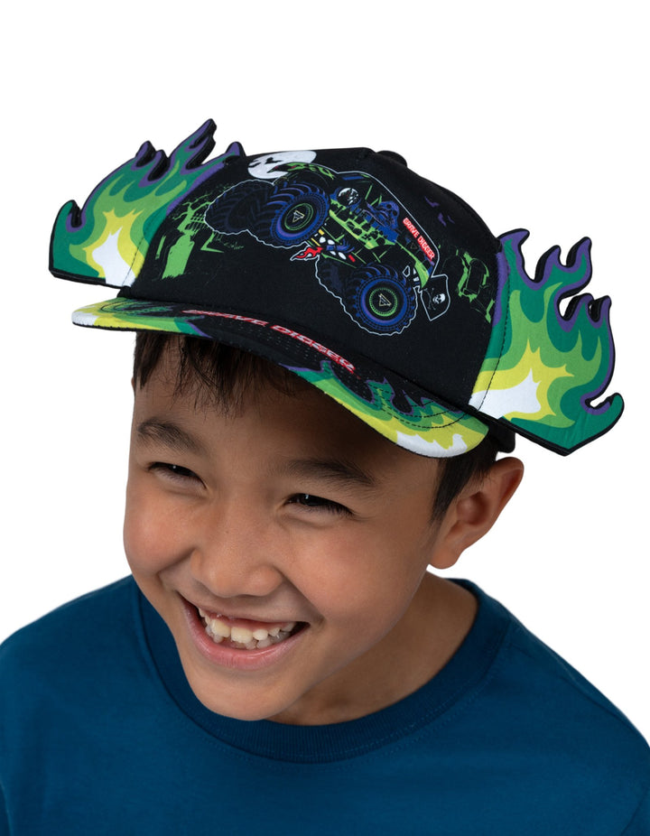 Monster Jam Boys' Cosplay Strapback Baseball Cap Grave Digger Green