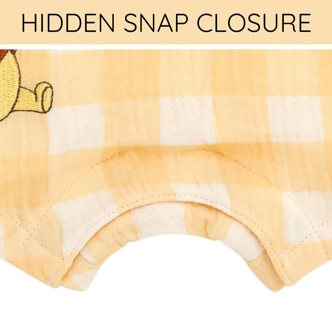 Disney Winnie the Pooh Baby Boys' Cotton Gauze Sleeveless Shorty Romper Tan