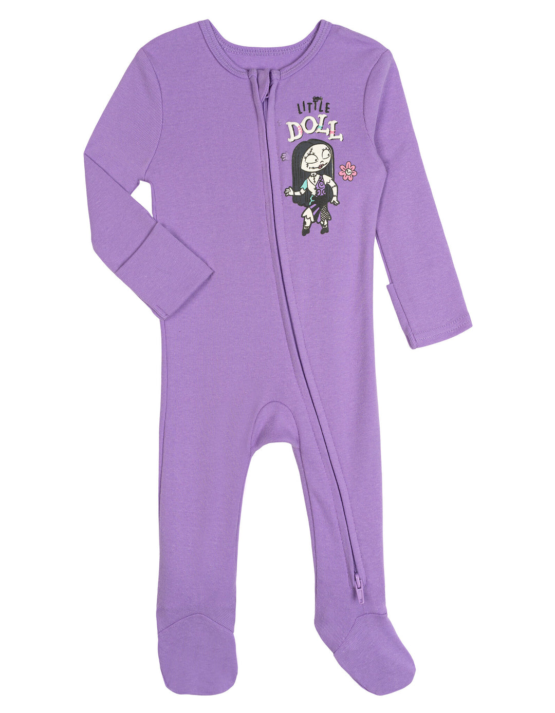 Nightmare Before Christmas Baby Girls' 2-Pack Footed Sleep N' Play Jack Sally Purple