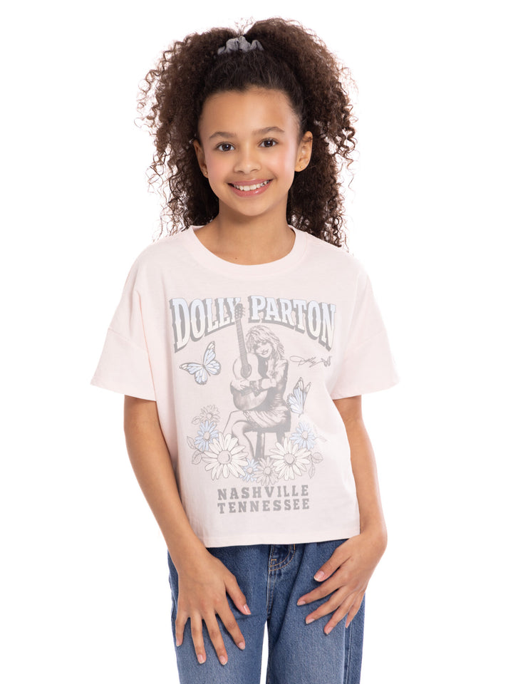 Dolly Parton Girls' Short Sleeve T-Shirt Soft Pink