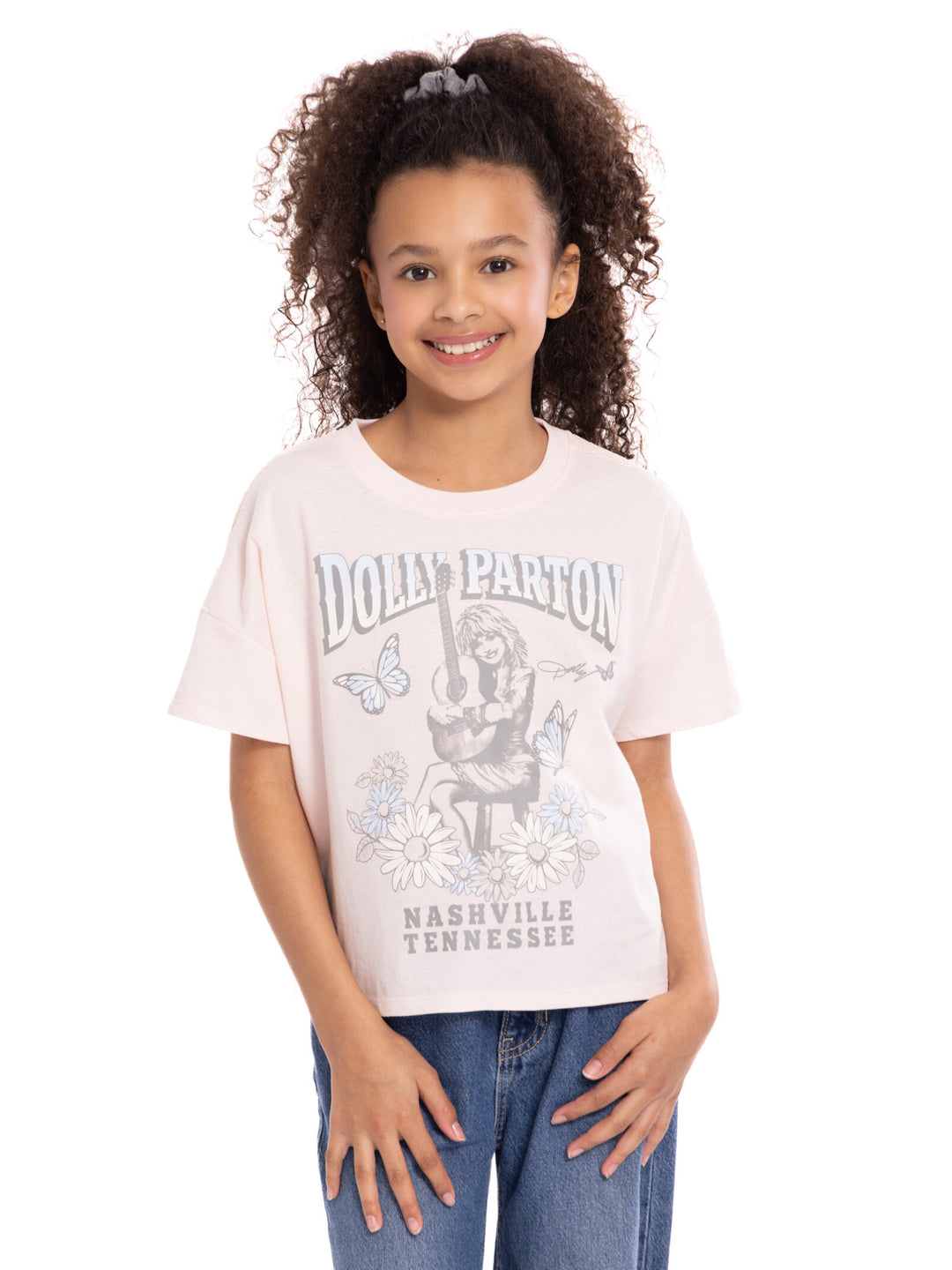 Dolly Parton Girls' Short Sleeve T-Shirt Soft Pink