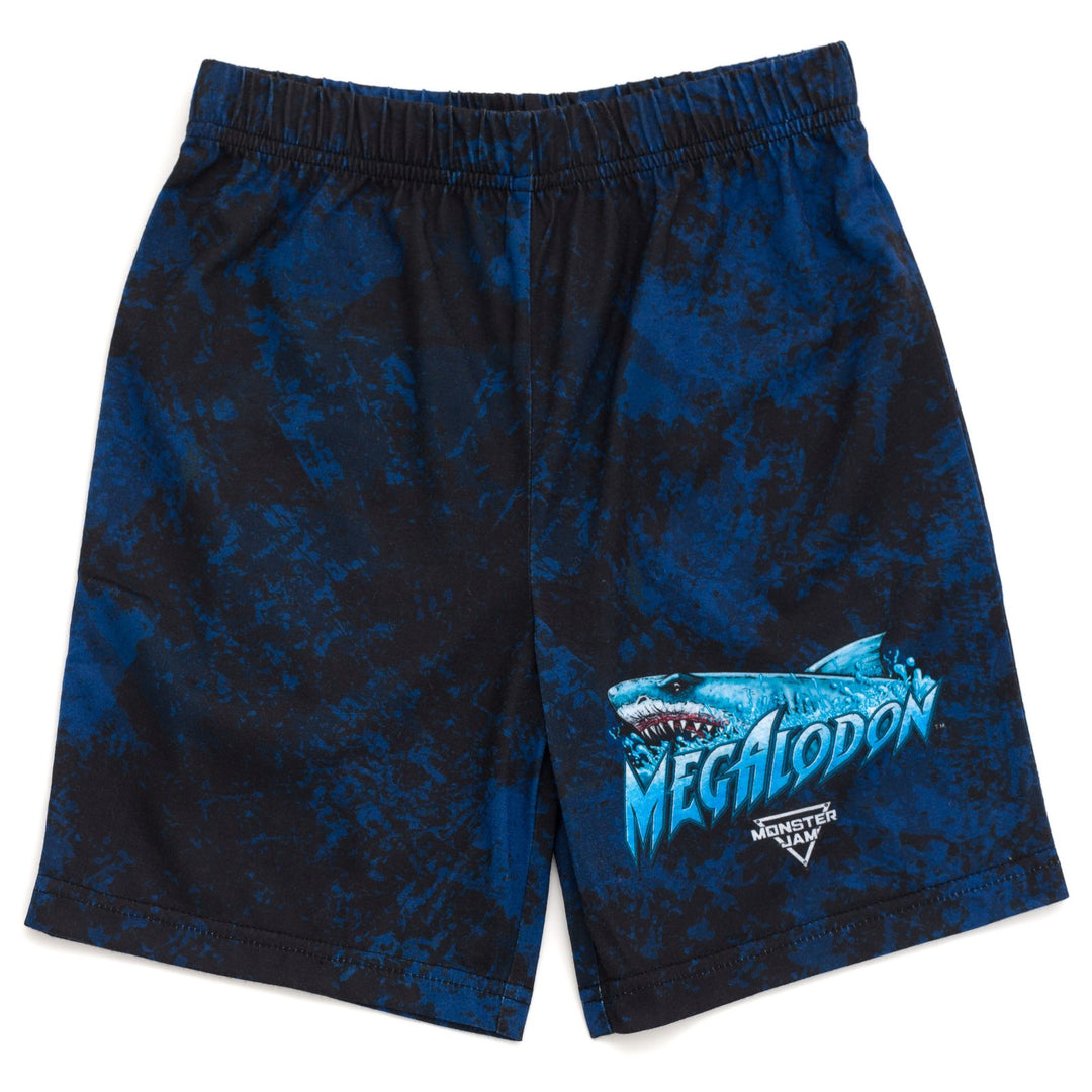 Monster Jam Megalodon Boys' 2-Piece Pajama Tee and Shorts Set Blue