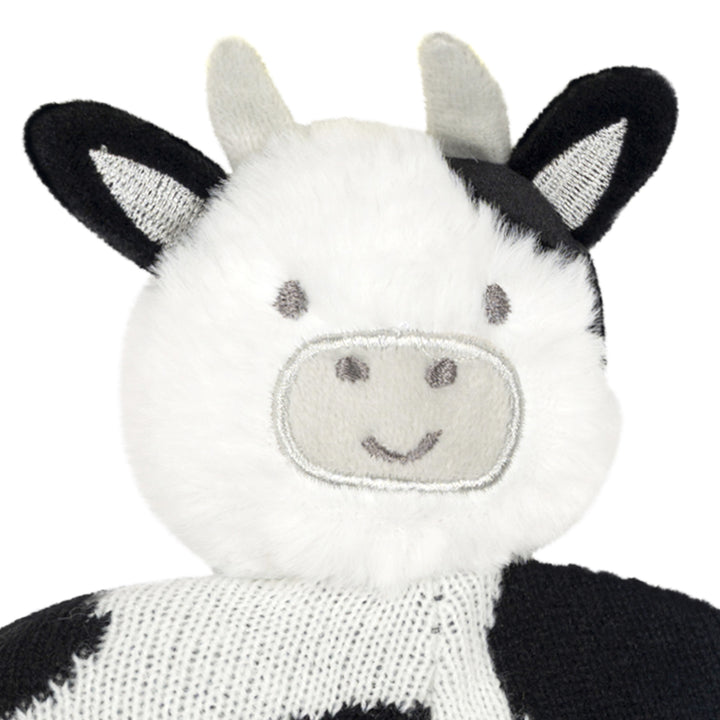 John Deere Toddler Boys' Pom Pom Beanie Hat with Sound Chip Black White Cow