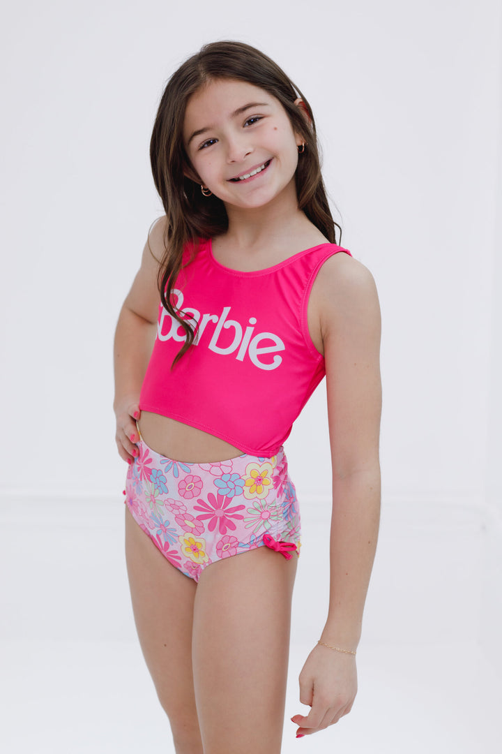 Barbie Girls' One Piece Swimsuit Pink Floral