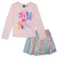 Minnie Mouse Girls' Long Sleeve Tee and Sequin Skirt Set Pastel Pink