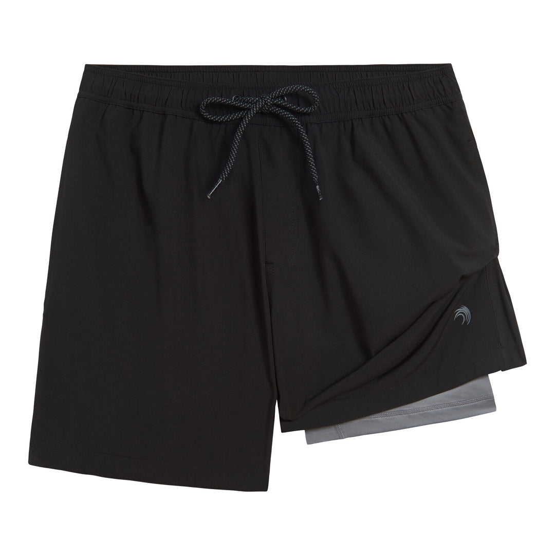 Dreamwave Men's 2-Pack Compression Liner Swim Trunks with Phone Pocket 7 inch Inseam Anti Chafing Black Olive Green
