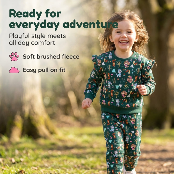 Paw Patrol Girls' Fleece 2-Piece Sweatshirt and Joggers Set Skye Everest Green