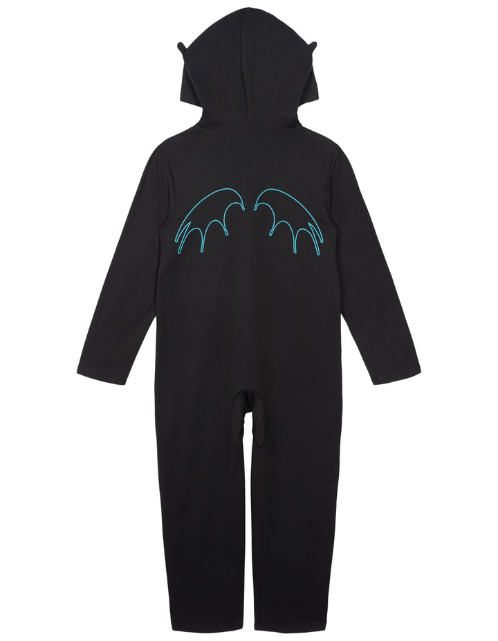 How to Train Your Dragon Toothless Cosplay Hooded One Piece Coverall Charcoal