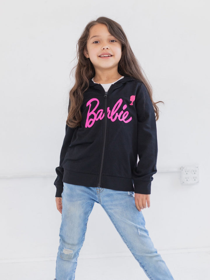 Barbie Girls' Zip-Up Hoodie Black Pink