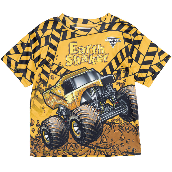 Monster Jam Earth Shaker Boys' Athletic Short Sleeve T-Shirt Yellow