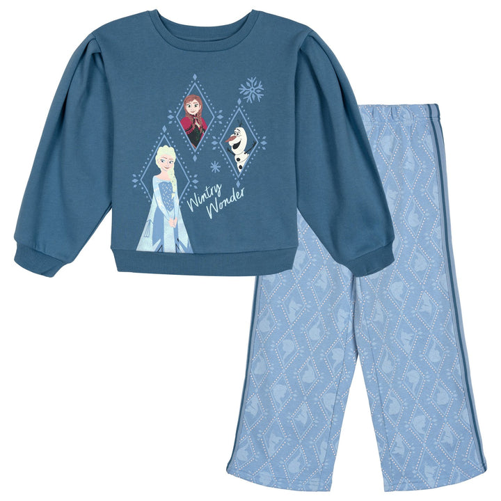 Frozen Girls' Fleece Sweatshirt and Pants Set Snowflake Blue