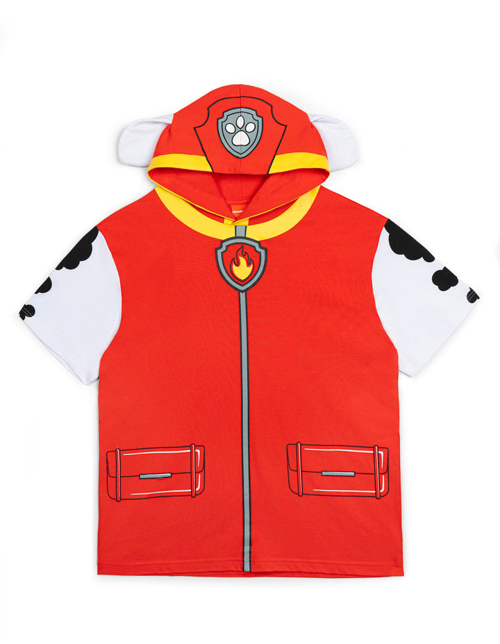 Paw Patrol Marshall Men's Cosplay Hooded T-Shirt Red White