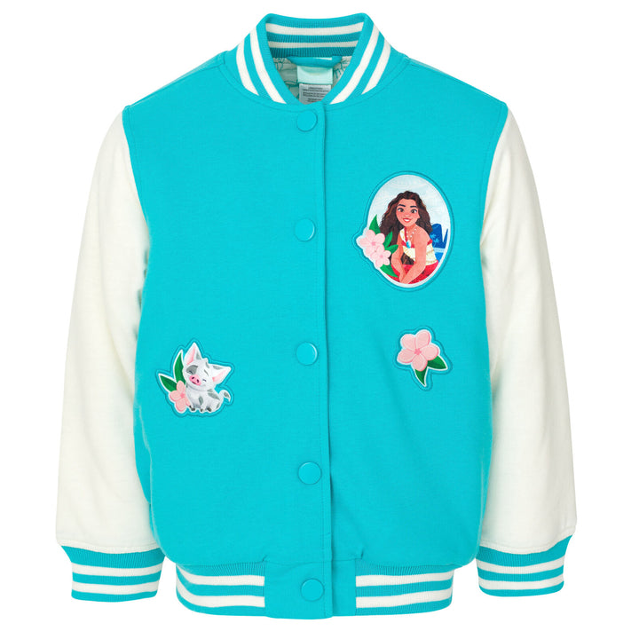 Disney Moana Girls' Varsity Bomber Jacket Teal
