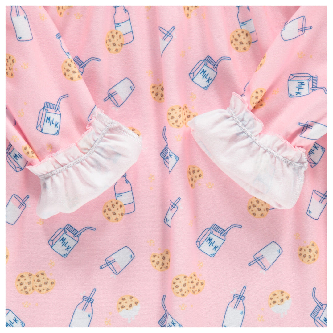 Dreamwave Girls' Long Sleeve Pajama Nightgown Pink Cookie Print