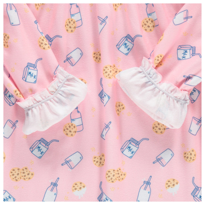 Dreamwave Girls' Long Sleeve Pajama Nightgown Pink Cookie Print
