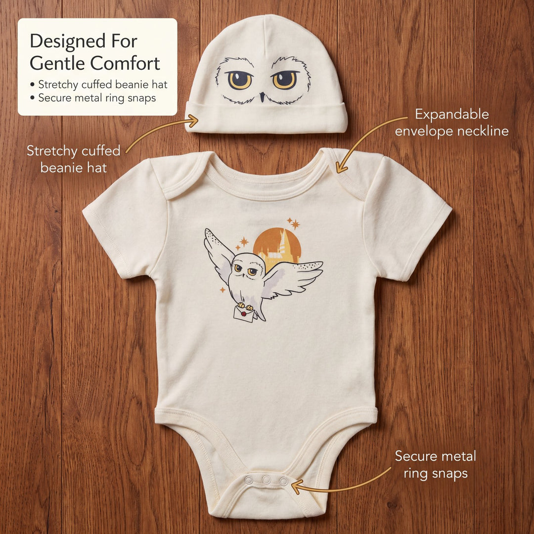 Harry Potter Hedwig Baby Boys' 2-Piece Cosplay Bodysuit and Hat Set Cream