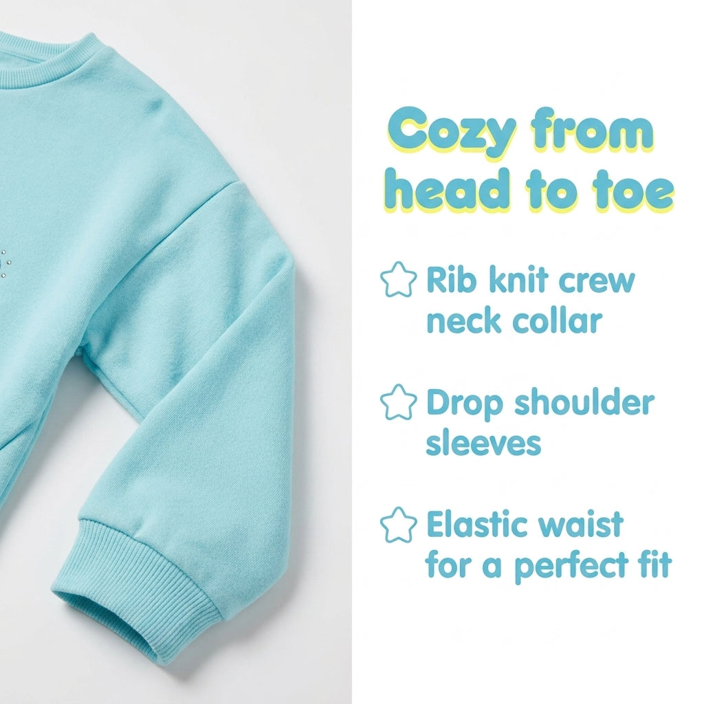 Hello Kitty Girls' Fleece 2-Piece Sweatshirt and Joggers Set Cinnamoroll Blue