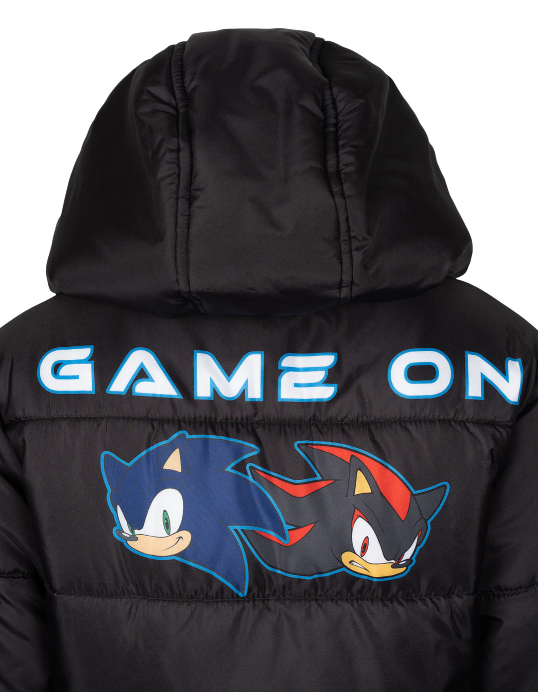 SEGA Sonic the Hedgehog Boys' Hooded Puffer Jacket Shadow Black