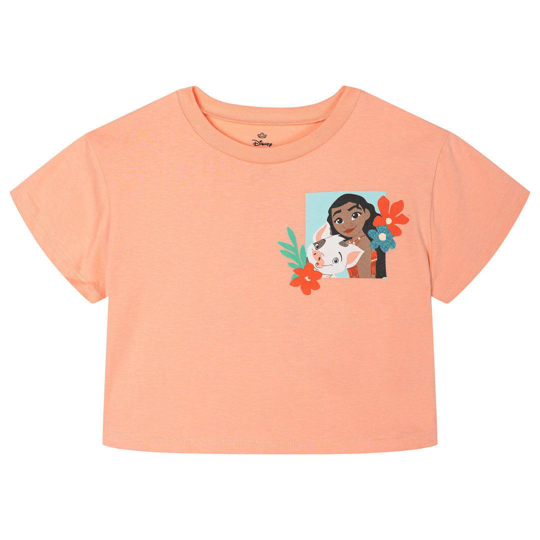 Moana Girls' Glitter T-Shirt and Tutu Leggings Set Coral Teal