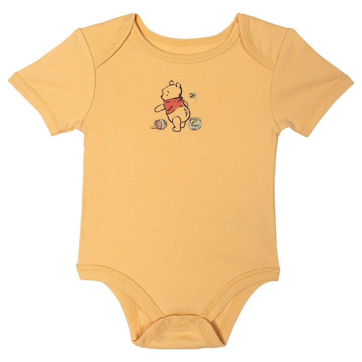 Disney Winnie the Pooh Baby 3-Pack Short Sleeve Bodysuits Green Yellow