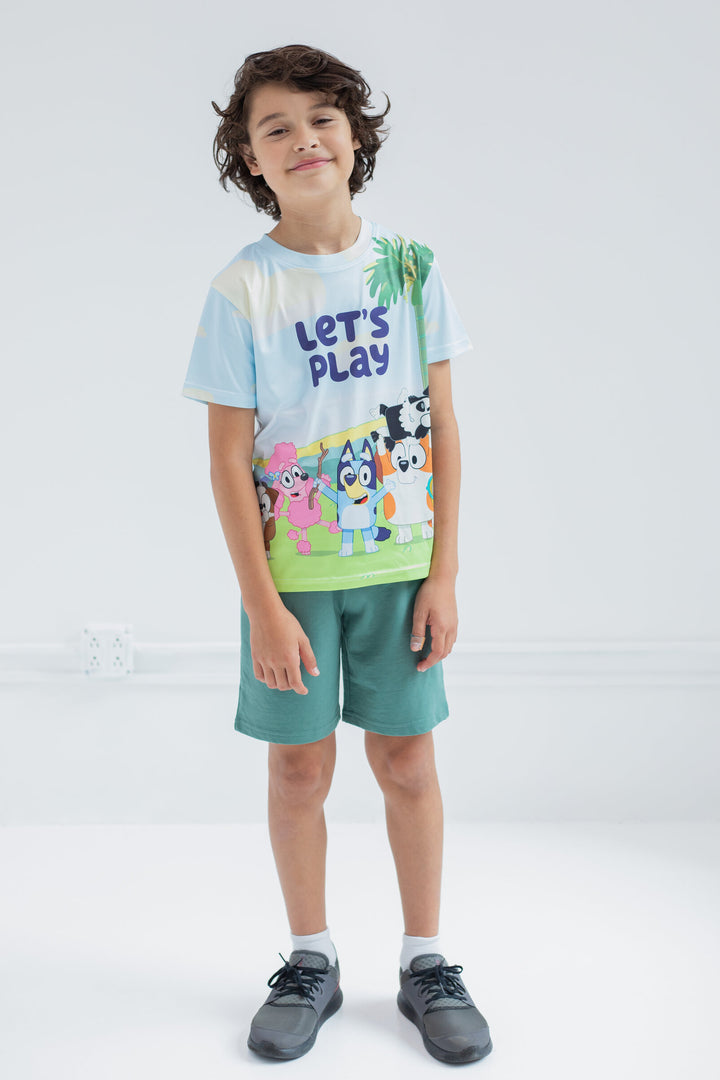 Bluey Boys' T-Shirt and Sublimated Shorts Set Forest Green