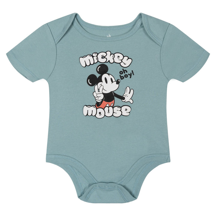 Disney Mickey Mouse Baby Boys' 3-Pack Short Sleeve Bodysuits Red Blue
