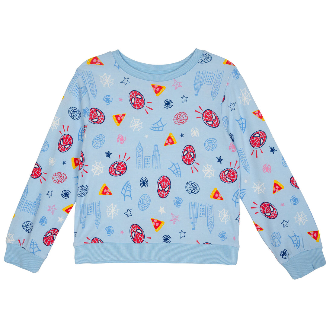 Marvel Spider-Man Boys' Loungewear 2-Piece Sweatshirt and Pants Set Light Blue