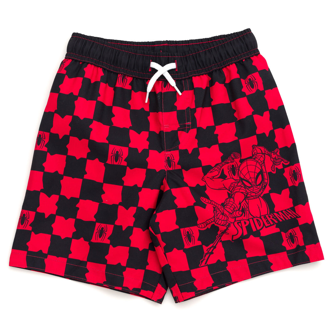 Marvel Spider-Man Boys' 2-Piece Rash Guard and Swim Trunks Set Red Black