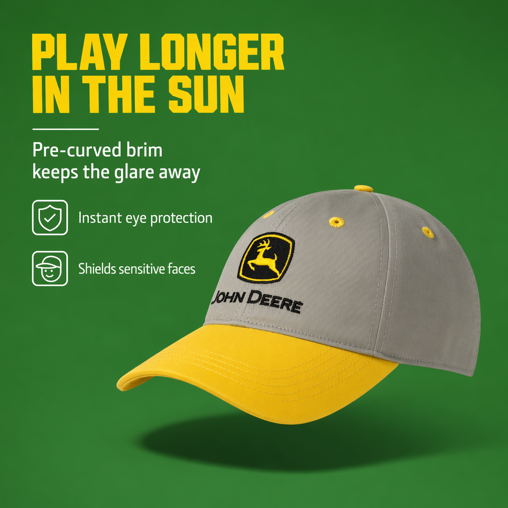 John Deere Toddler Boys' Strapback Baseball Cap Cool Grey Yellow