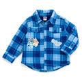 Bluey Toddler Boys' Button Front Shacket Bingo Blue Plaid
