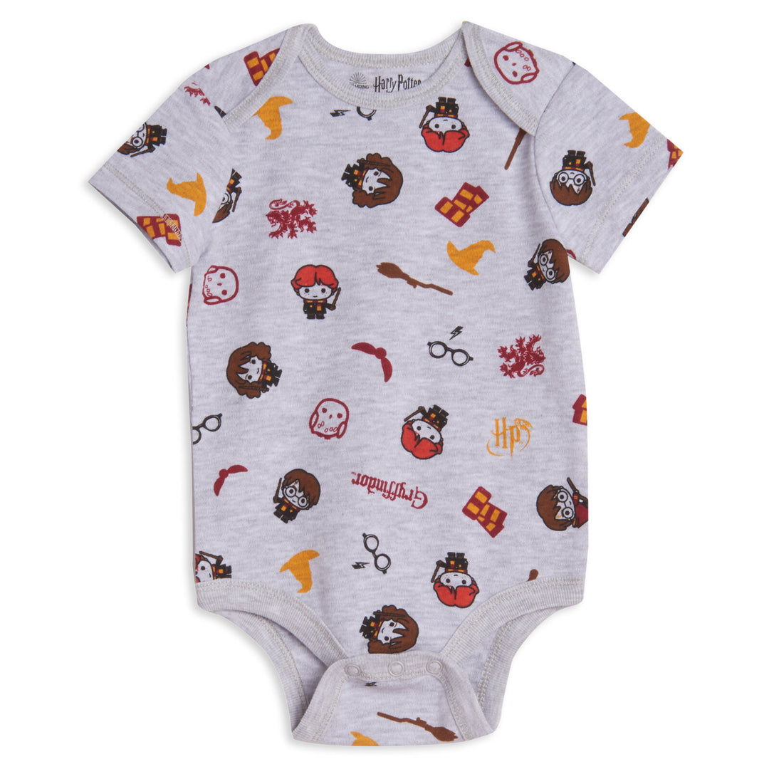 Harry Potter Baby 4-Piece Bodysuit Tee and Pants Set Red Grey
