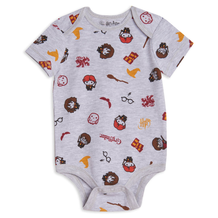 Harry Potter Baby 4-Piece Bodysuit Tee and Pants Set Red Grey