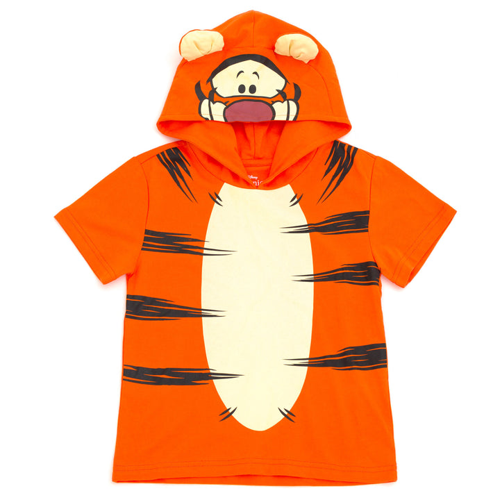 Disney Winnie the Pooh Tigger Boys' Cosplay Short Sleeve Hooded T-Shirt Orange Black