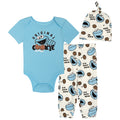 Sesame Street Cookie Monster Baby 3-Piece Bodysuit Pants and Hat Set Blue