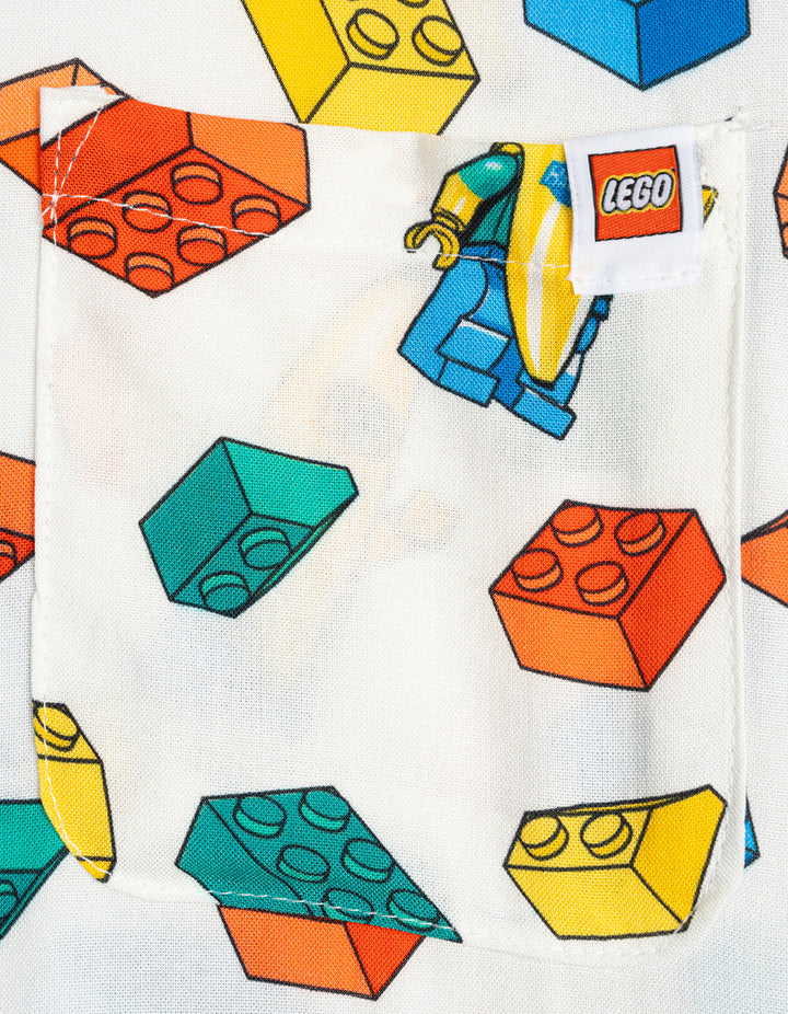 LEGO Boys' Short Sleeve Button Down Shirt Bricks Tusk