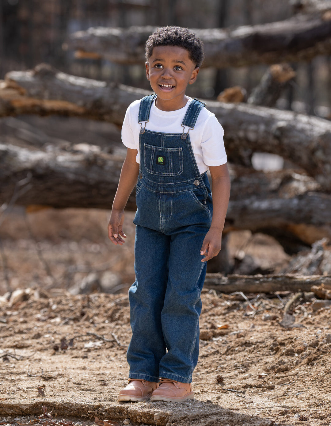 John Deere Boys' One Piece Bib Overalls Dark Indigo Denim