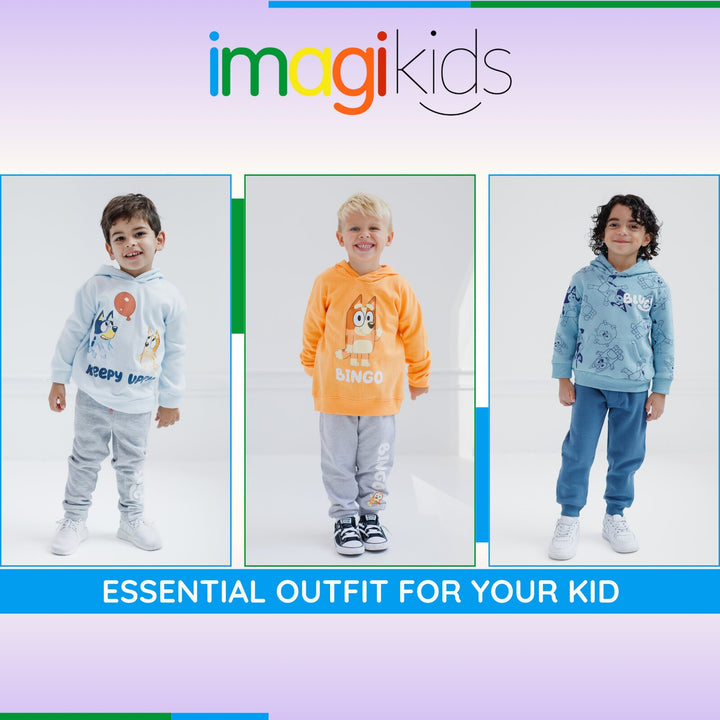 Bluey Boys' Fleece 2-Piece Hoodie and Pants Set Bingo Blue Grey
