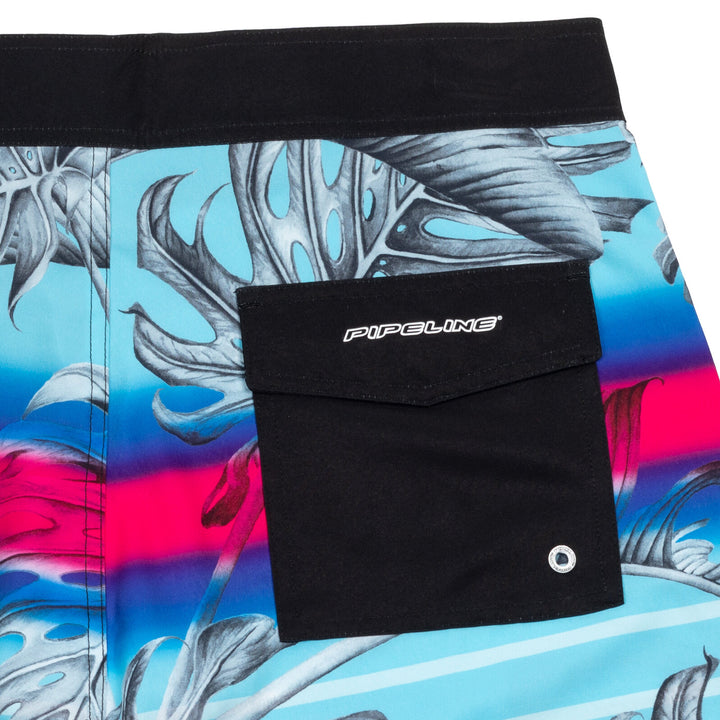 Pipeline Men's Swimwear Swim Trunks Magenta Blue Tropical