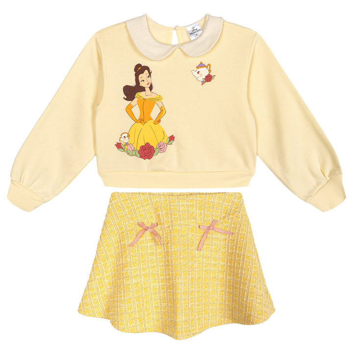 Disney Beauty and the Beast Belle Girls' Sweatshirt and Skirt Set Yellow